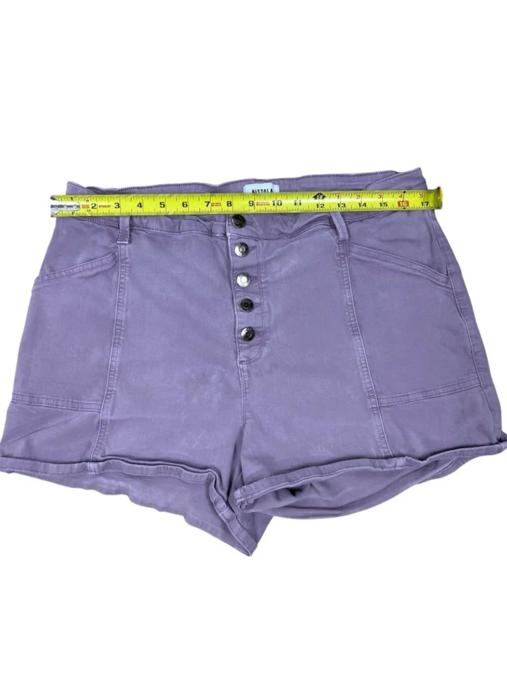 Pistola Women's 18W High Rise Shorts Purple Lavender Button Front Casual Trendy
